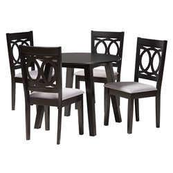 Baxton Studio Louisa Modern Grey Fabric and Dark Brown Finished Wood 5-Piece Dining Set